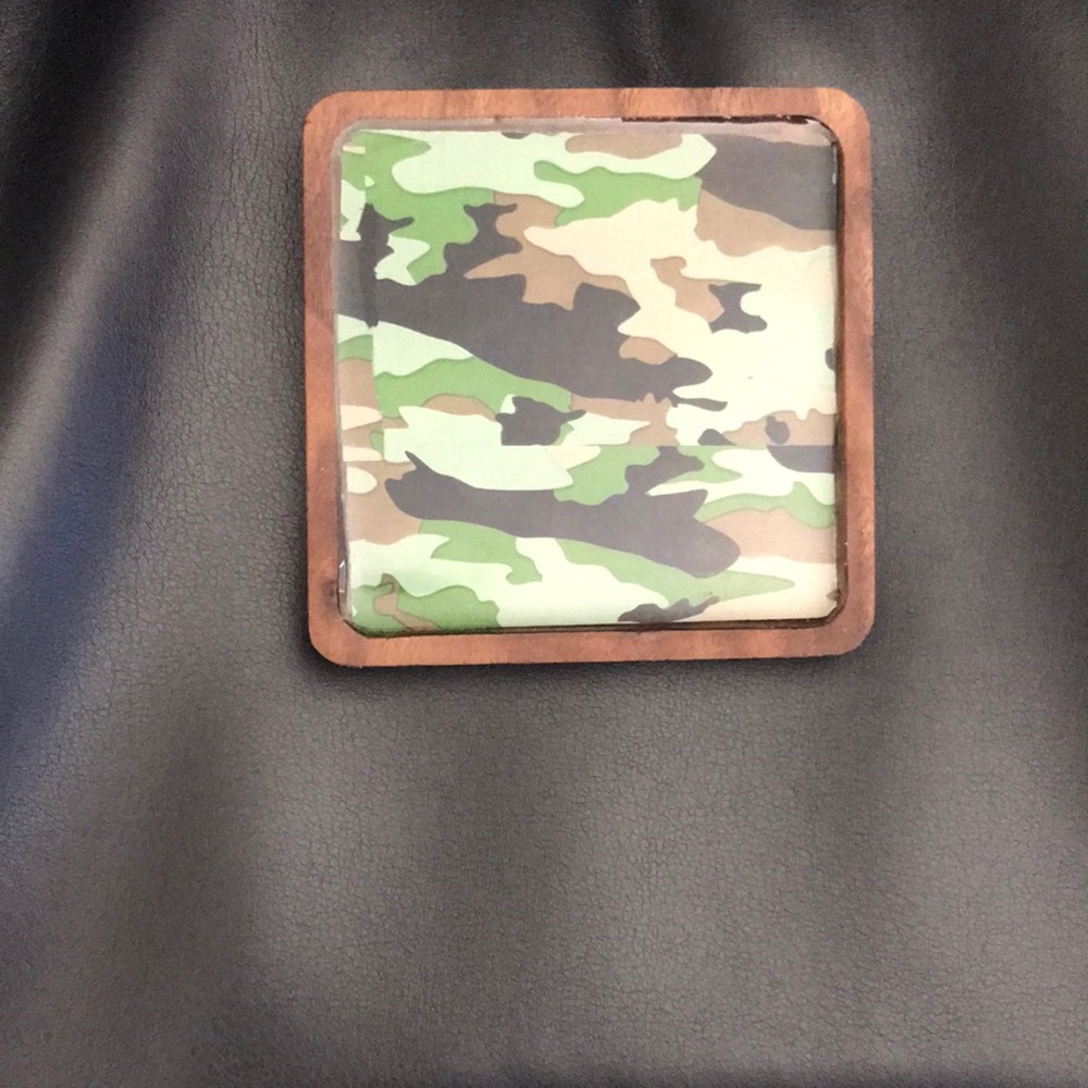 Walnut wood decorative custom made coaster.